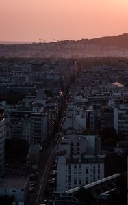Preview wallpaper building, road, city, architecture, evening