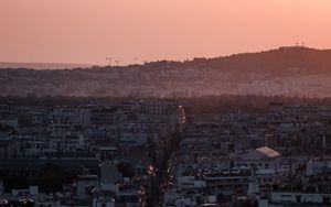 Preview wallpaper building, road, city, architecture, evening