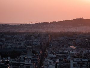 Preview wallpaper building, road, city, architecture, evening