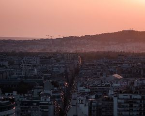 Preview wallpaper building, road, city, architecture, evening