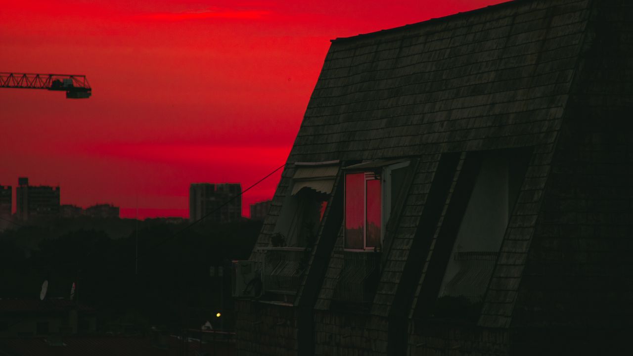 Wallpaper building, roof, architecture, twilight, sunset, dark