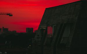 Preview wallpaper building, roof, architecture, twilight, sunset, dark