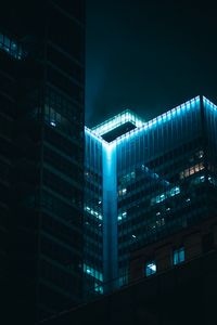 Preview wallpaper building, roof, backlight, blue, night, dark