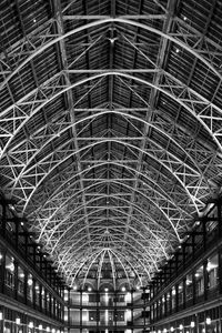 Preview wallpaper building, roof, ceiling, lights, architecture, black and white