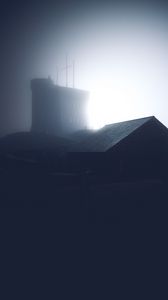 Preview wallpaper building, roof, fog, dark