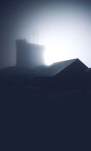 Preview wallpaper building, roof, fog, dark