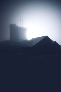 Preview wallpaper building, roof, fog, dark