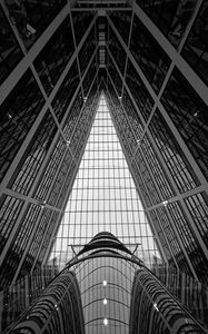 Preview wallpaper building, roof, glass, architecture, bottom view, black and white