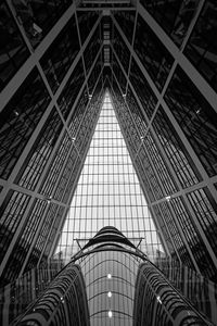 Preview wallpaper building, roof, glass, architecture, bottom view, black and white