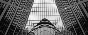 Preview wallpaper building, roof, glass, architecture, bottom view, black and white