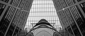 Preview wallpaper building, roof, glass, architecture, bottom view, black and white