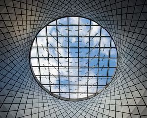 Preview wallpaper building, roof, glass, architecture, bottom view, sky