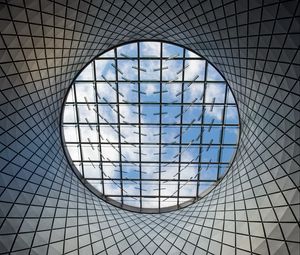 Preview wallpaper building, roof, glass, architecture, bottom view, sky