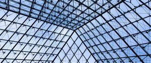 Preview wallpaper building, roof, glass, transparent, lines, diamonds, architecture