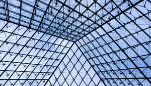 Preview wallpaper building, roof, glass, transparent, lines, diamonds, architecture