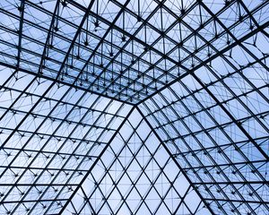 Preview wallpaper building, roof, glass, transparent, lines, diamonds, architecture