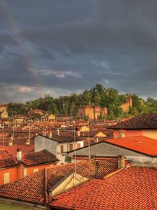 Preview wallpaper building, roof, rainbow