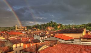 Preview wallpaper building, roof, rainbow