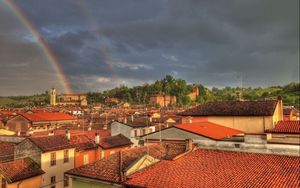 Preview wallpaper building, roof, rainbow