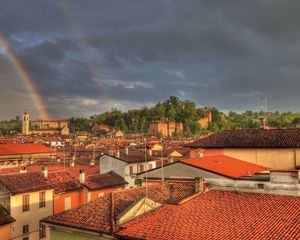 Preview wallpaper building, roof, rainbow