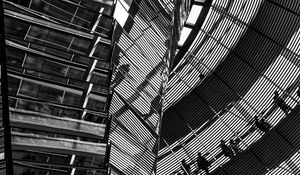 Preview wallpaper building, roof, reflection, black and white, architecture