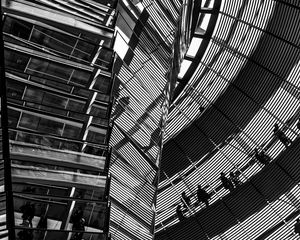 Preview wallpaper building, roof, reflection, black and white, architecture