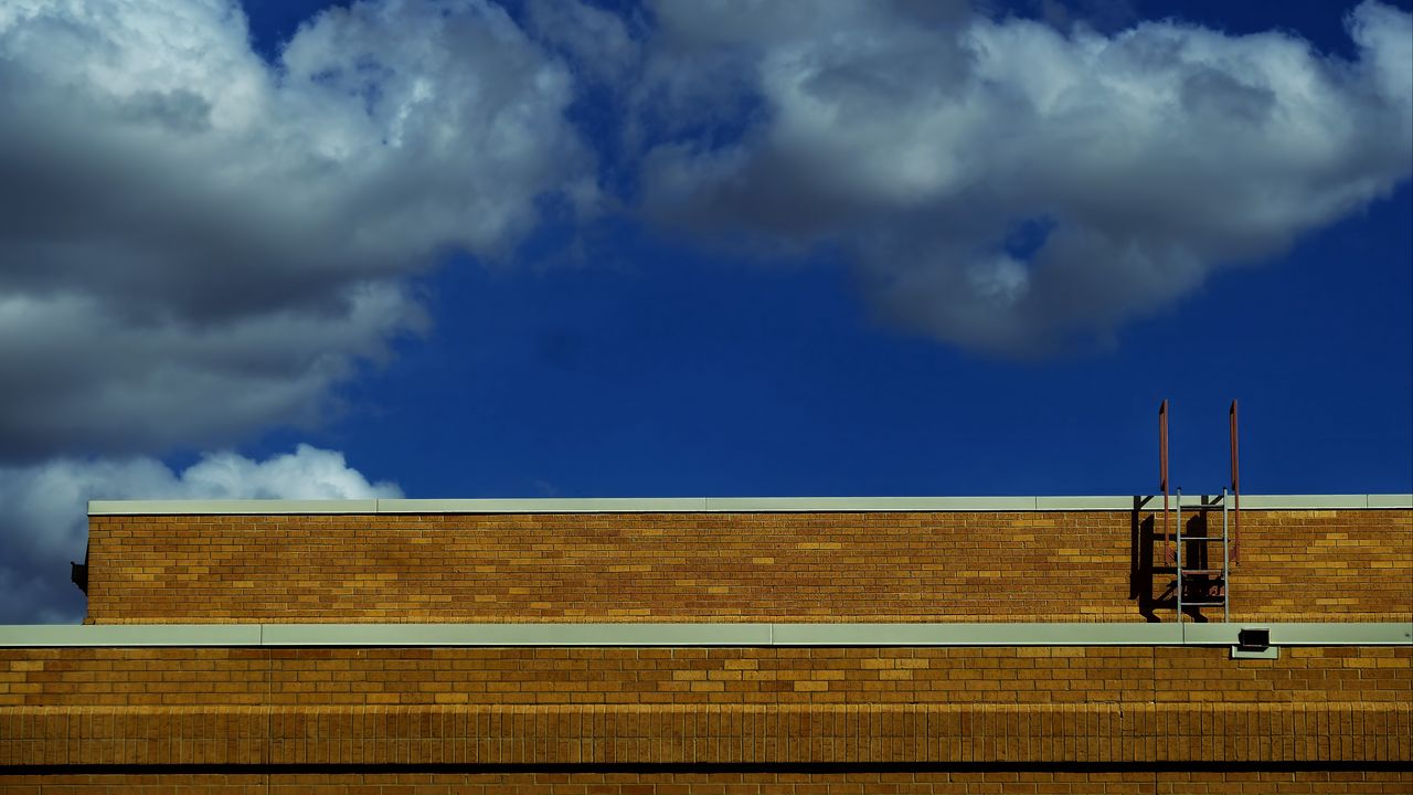 Wallpaper building, roof, stairs, sky