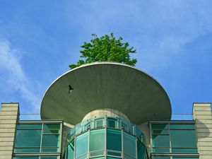 Preview wallpaper building, roof, tower, tree