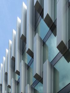 Preview wallpaper building, shapes, relief, facade, white, architecture