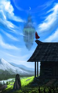 Preview wallpaper building, silhouette, roof, castle, fantasy, art