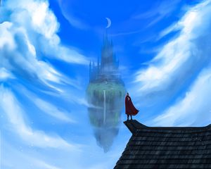 Preview wallpaper building, silhouette, roof, castle, fantasy, art