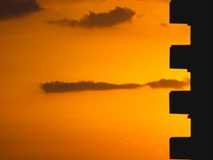 Preview wallpaper building, silhouette sunset, sky