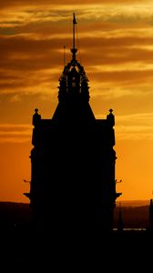 Preview wallpaper building, silhouette, tower, sunset