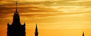 Preview wallpaper building, silhouette, tower, sunset