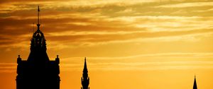 Preview wallpaper building, silhouette, tower, sunset
