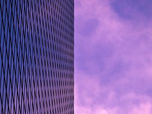 Preview wallpaper building, sky, minimalism, purple