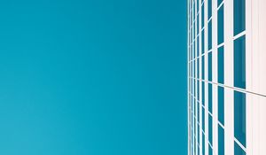 Preview wallpaper building, sky, minimalism, white, blue