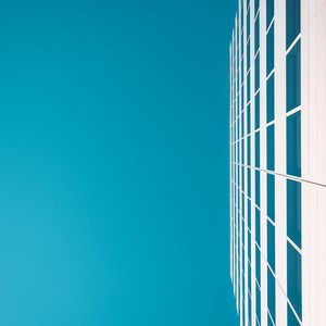 Preview wallpaper building, sky, minimalism, white, blue