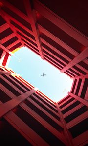 Preview wallpaper building, sky, plane, architecture, walls, red