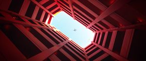 Preview wallpaper building, sky, plane, architecture, walls, red