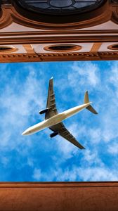 Preview wallpaper building, sky, plane, architecture, bottom view