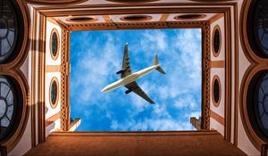 Preview wallpaper building, sky, plane, architecture, bottom view