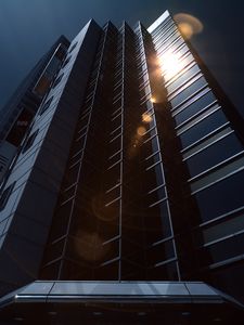 Preview wallpaper building, skyscraper, architecture, glare, dark