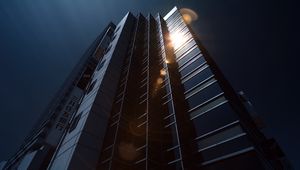 Preview wallpaper building, skyscraper, architecture, glare, dark