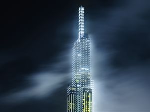 Preview wallpaper building, skyscraper, architecture, night, backlight