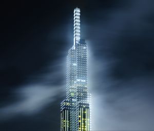 Preview wallpaper building, skyscraper, architecture, night, backlight