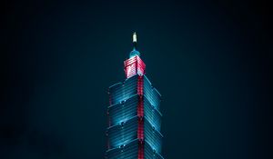Preview wallpaper building, skyscraper, backlight, night, dark