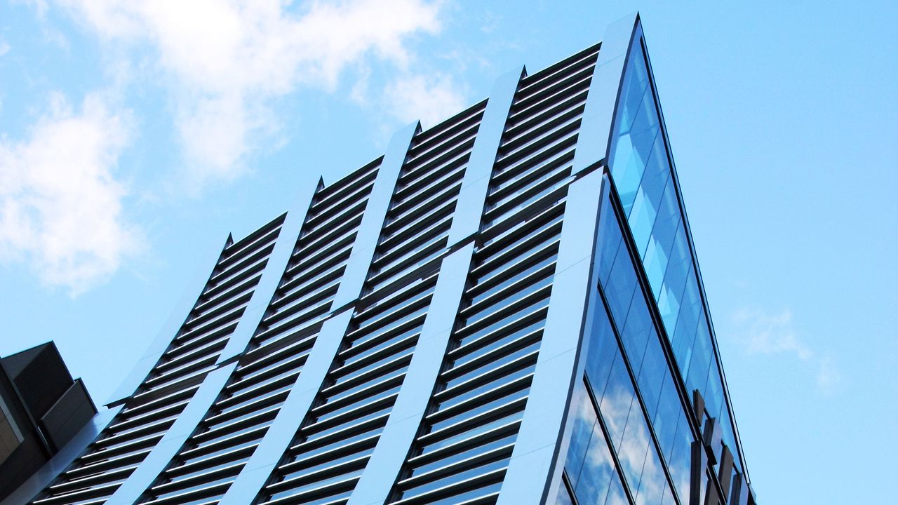 Wallpaper building, skyscraper, blue, architecture