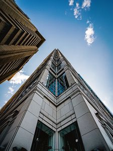 Preview wallpaper building, skyscraper, bottom view, facade