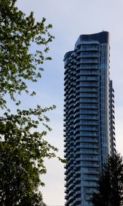 Preview wallpaper building, skyscraper, trees, architecture
